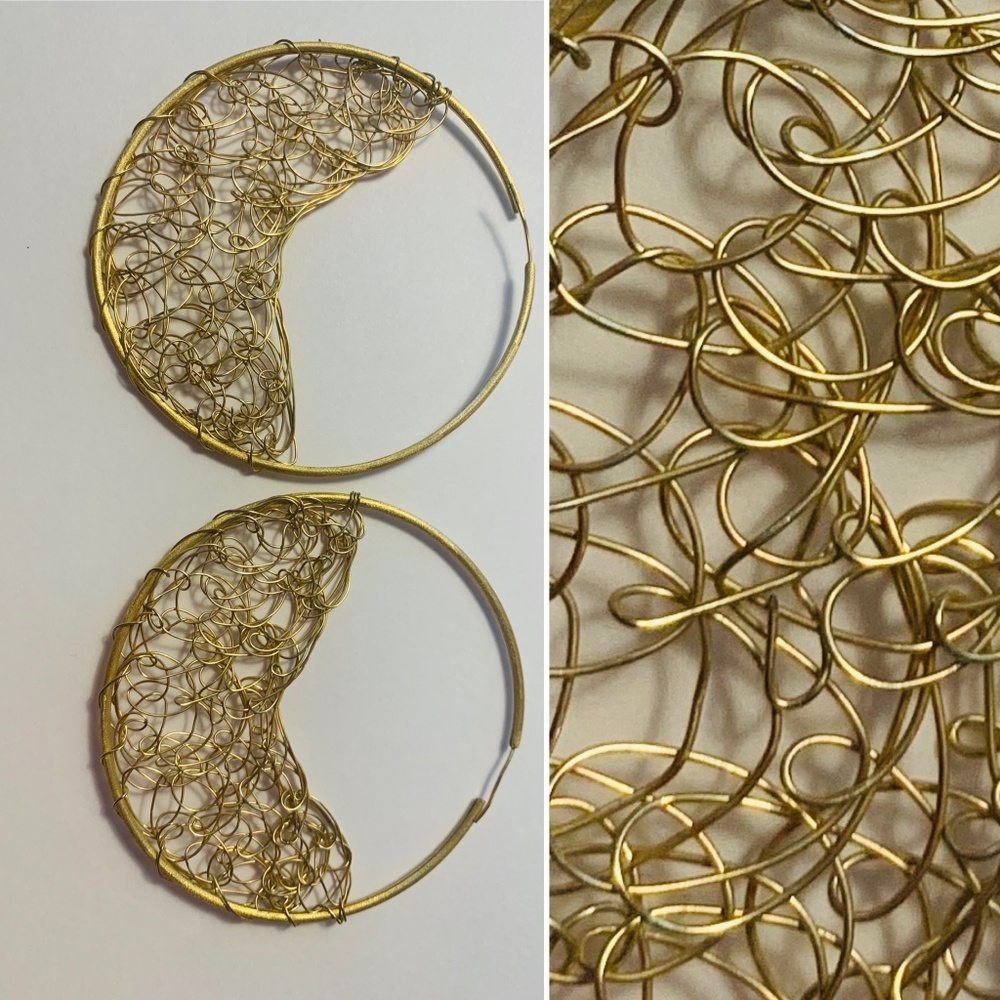 Design Hoop Earrings Gold Color